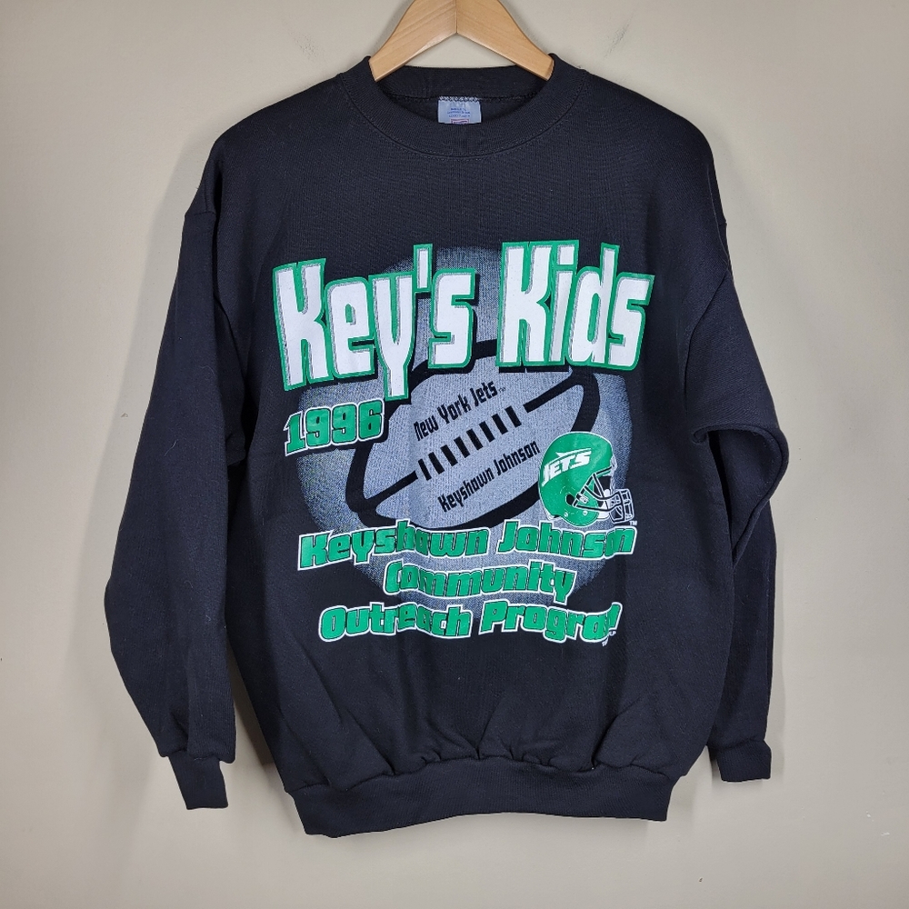 NWT Vintage 1996 Logo 7 Keyshawn Johnson Key's Kids NY Jets Sweatshirt Medium